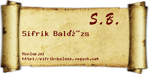 Sifrik Balázs névjegykártya